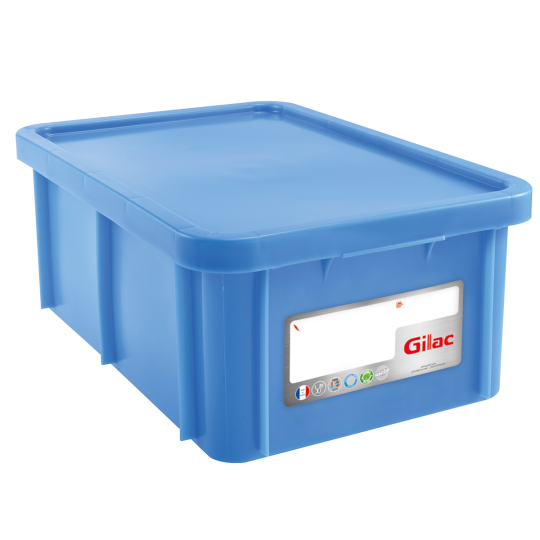 Bac gerbable avec couvercle - 35L - Bleu