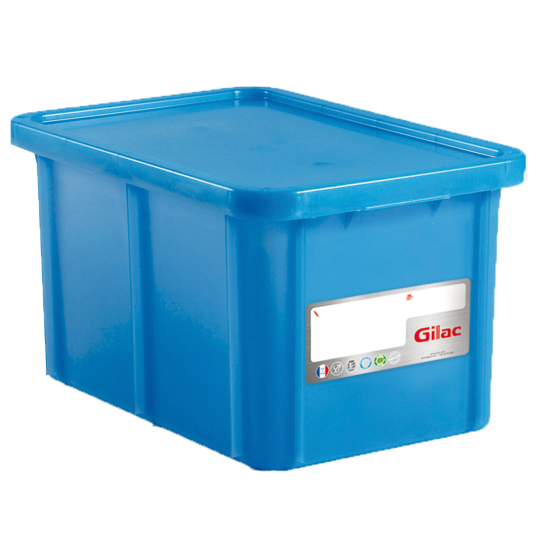 Bac gerbable avec couvercle - 55L - Bleu